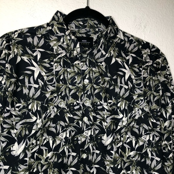 Moss London Men’s Tropical Print Button Up Extra Slim Fit Formal Collar Shirt - Picture 13 of 13